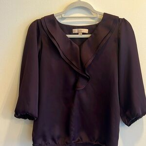 XS Dark Purple blouse with ruffle collar from Loft